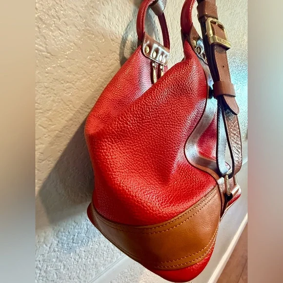 RARE Valentina Sling Backpack Real Finest Italian Red Leather Convertible Bag - Picture 5 of 16